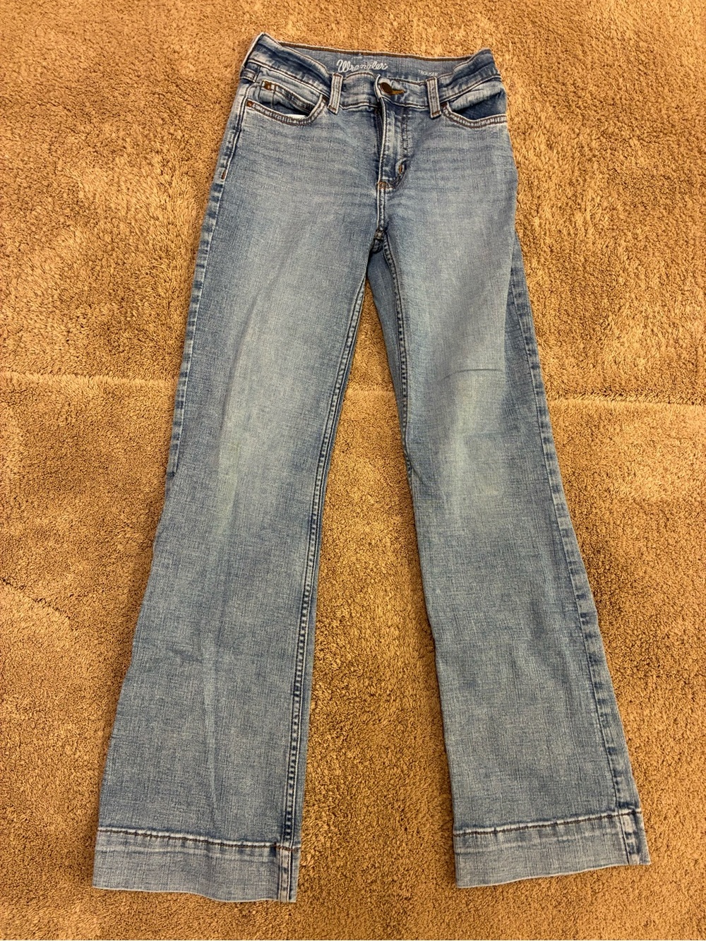 Wrangler Girls Trouser Jeans Size 12 Slim Light Wash Western Bootcut